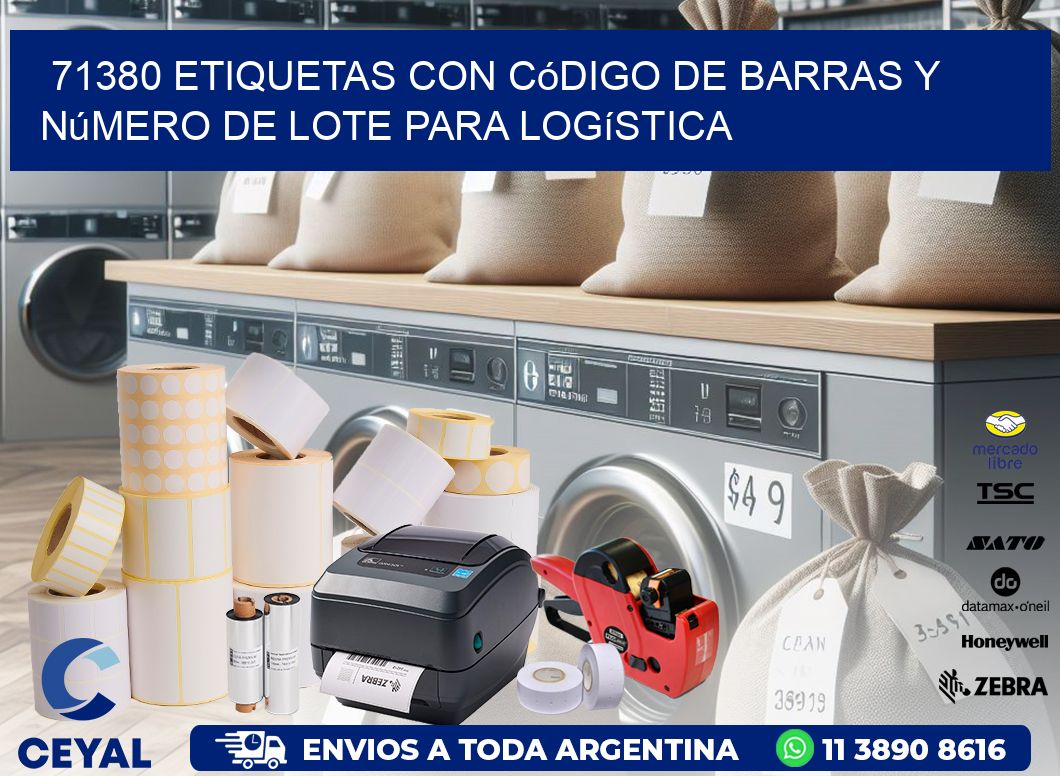 71380 etiquetas con código de barras y número de lote para logística