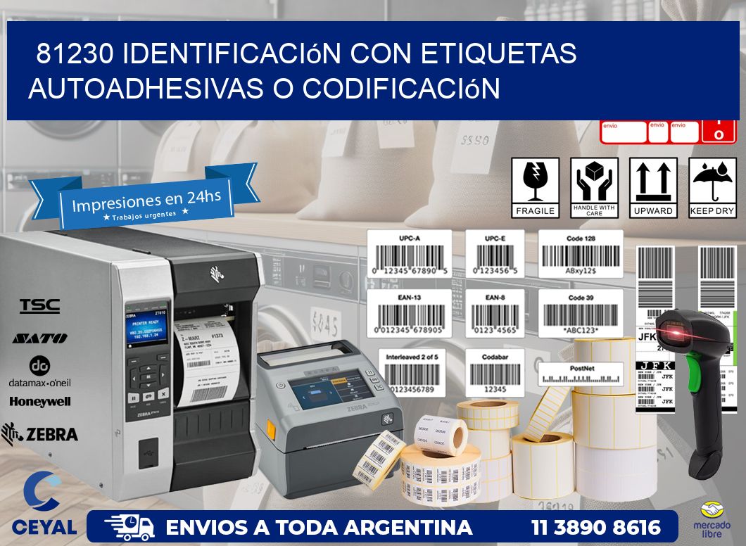 81230 identificación con etiquetas autoadhesivas o codificación