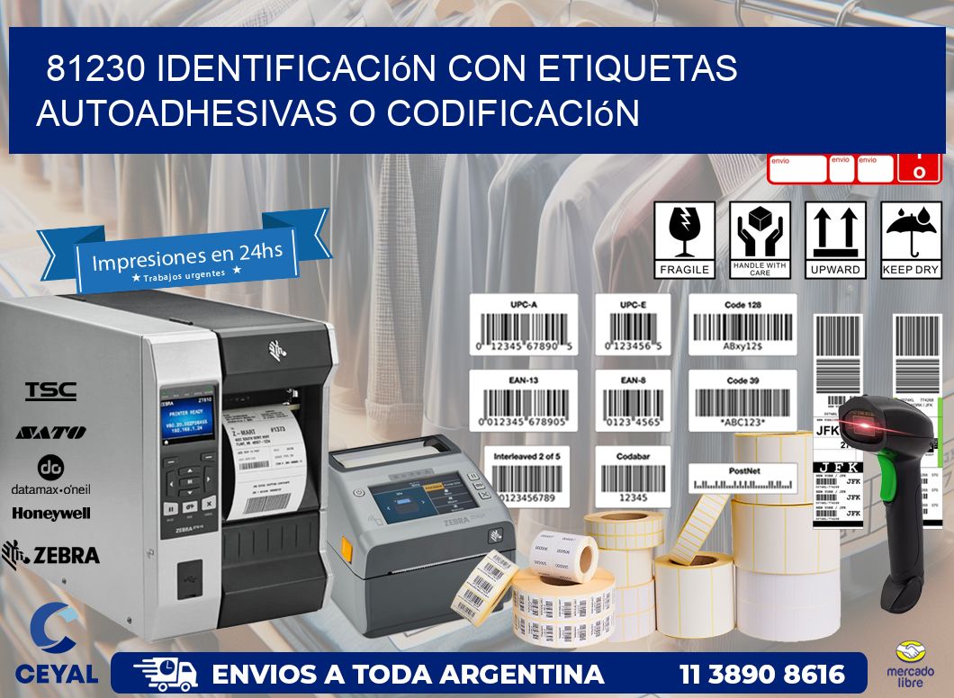 81230 identificación con etiquetas autoadhesivas o codificación