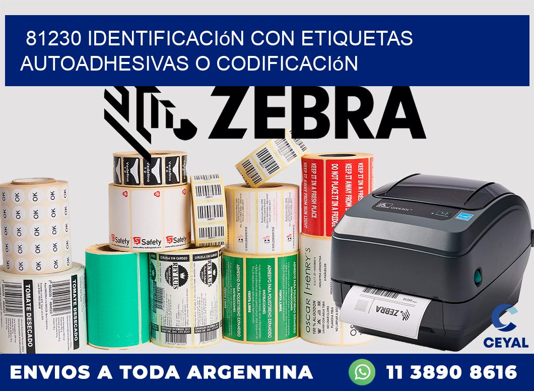 81230 identificación con etiquetas autoadhesivas o codificación