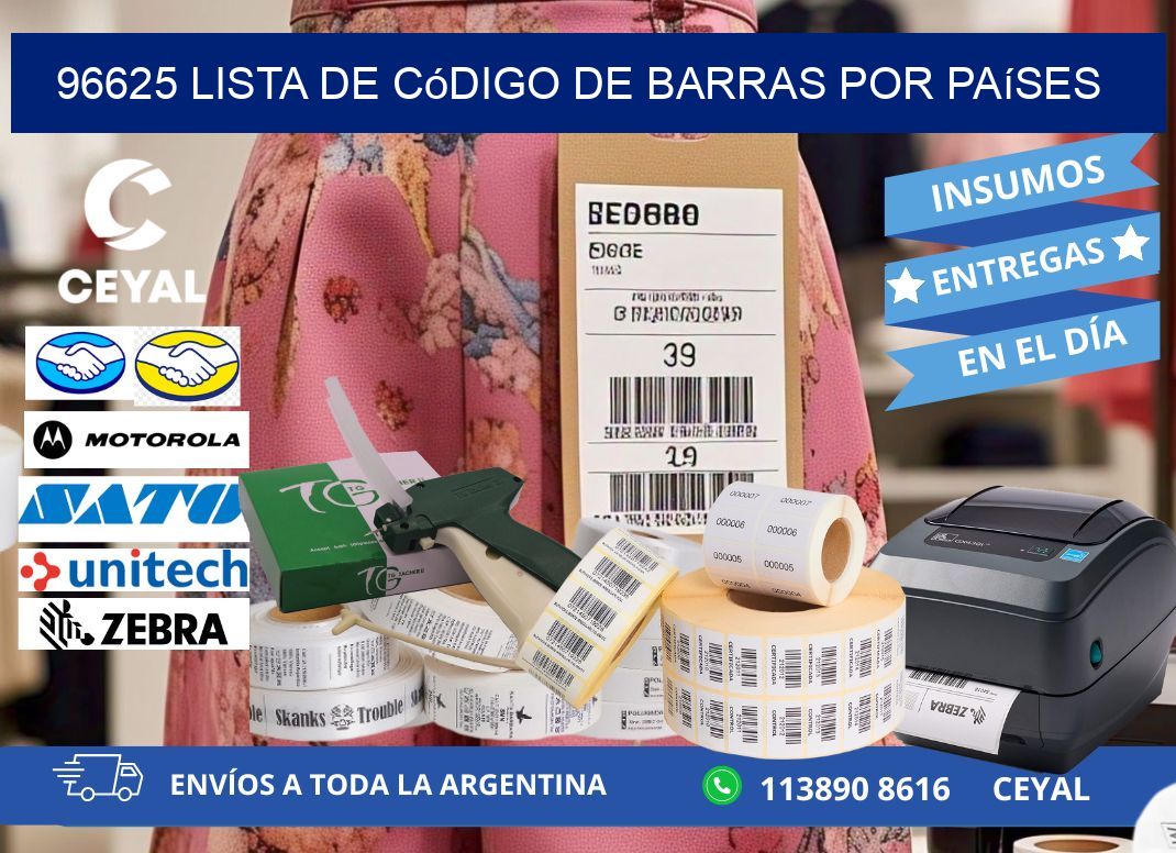 96625 Lista de código de barras por países