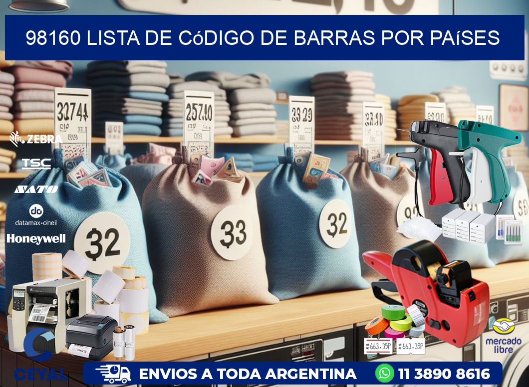 98160 Lista de código de barras por países