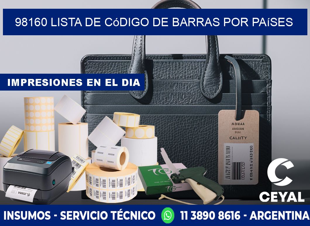 98160 Lista de código de barras por países