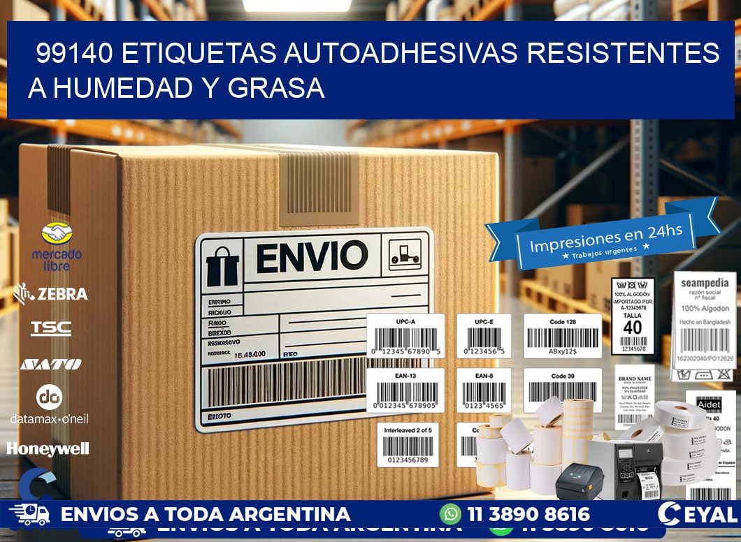 99140 etiquetas autoadhesivas resistentes a humedad y grasa
