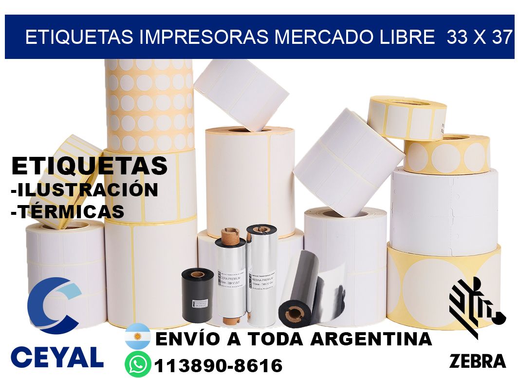 etiquetas impresoras mercado libre  33 x 37