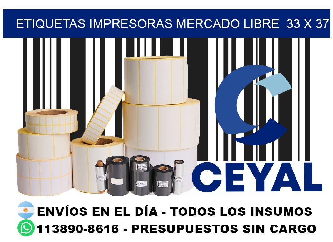 etiquetas impresoras mercado libre  33 x 37