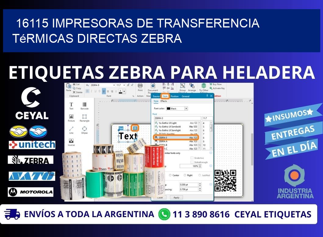 16115 impresoras de Transferencia  térmicas directas zebra