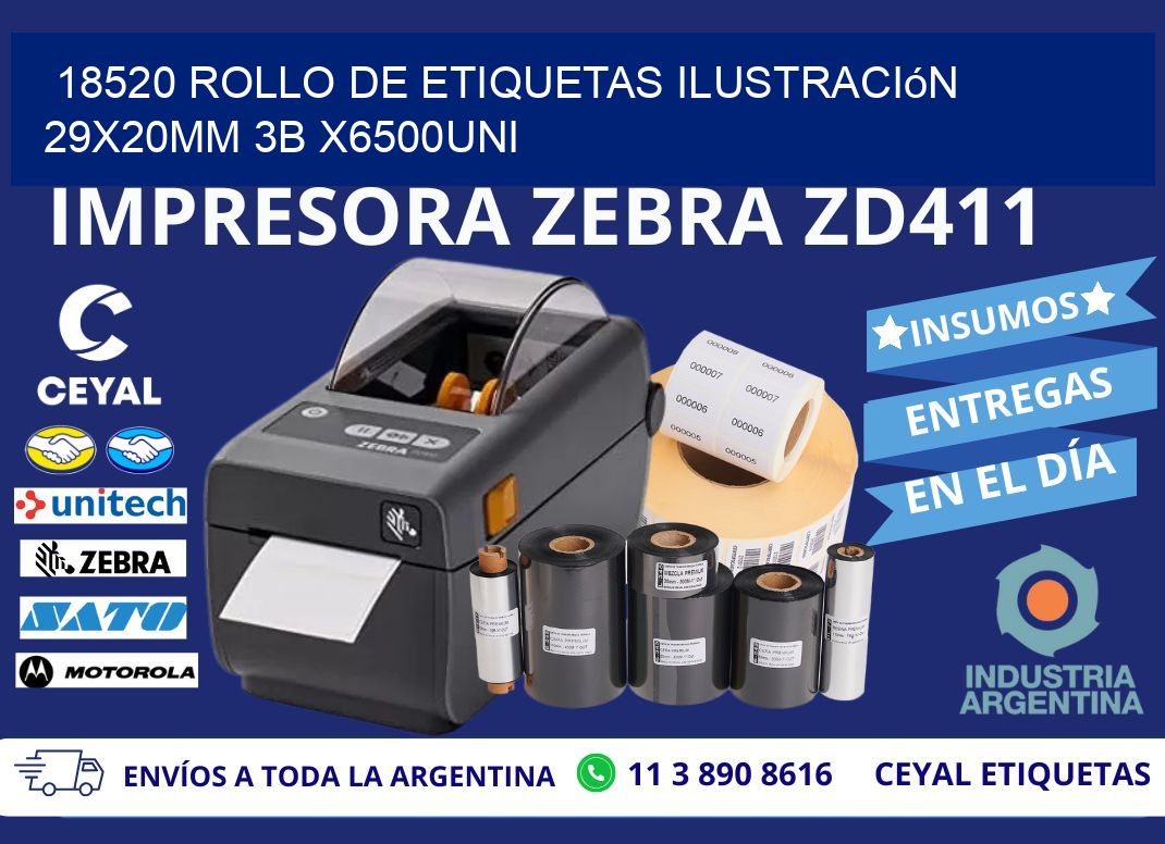 18520 Rollo De Etiquetas Ilustración 29x20mm 3b X6500uni