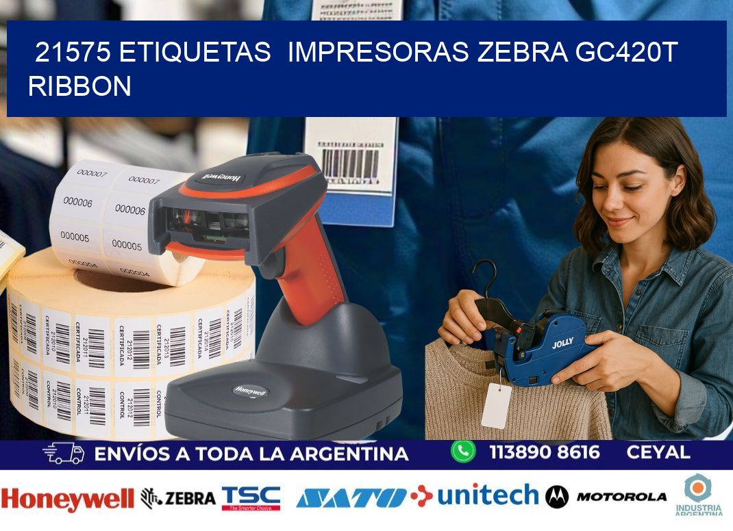 21575 etiquetas  impresoras zebra gc420t ribbon