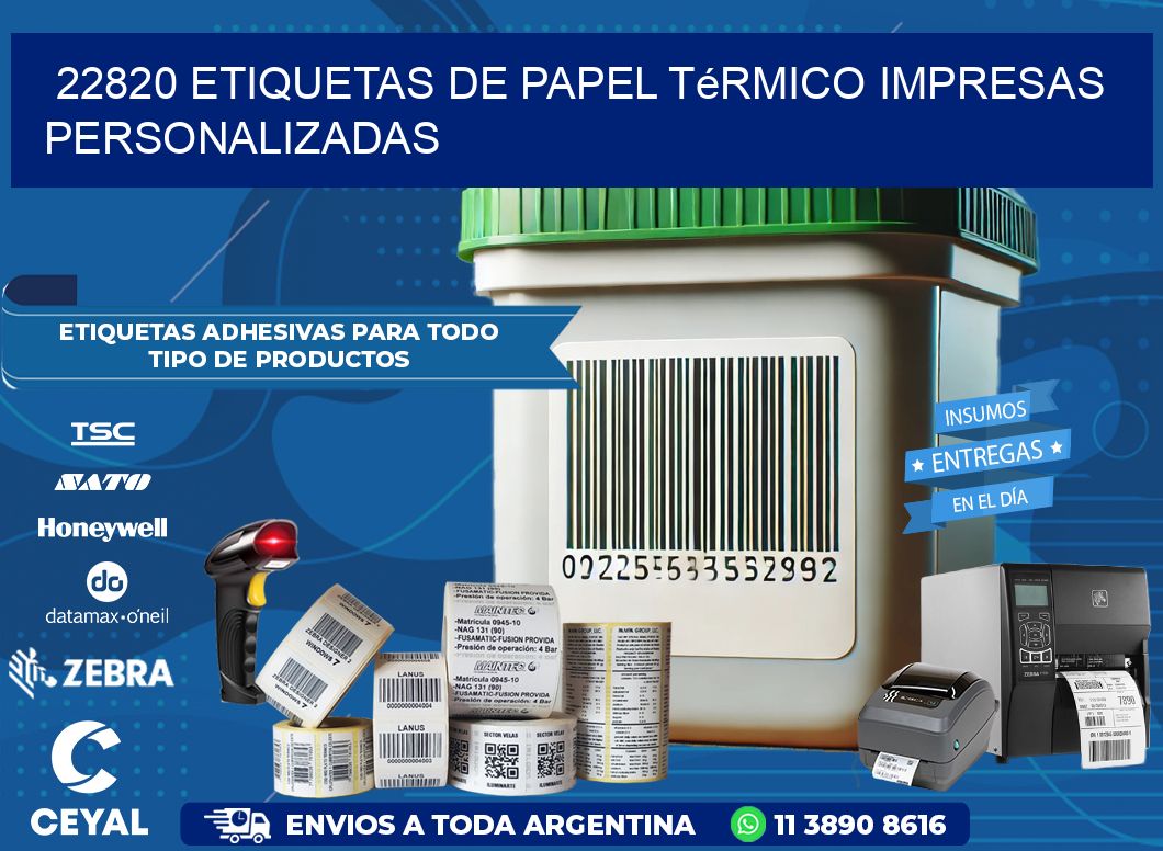 22820 Etiquetas de papel térmico impresas personalizadas