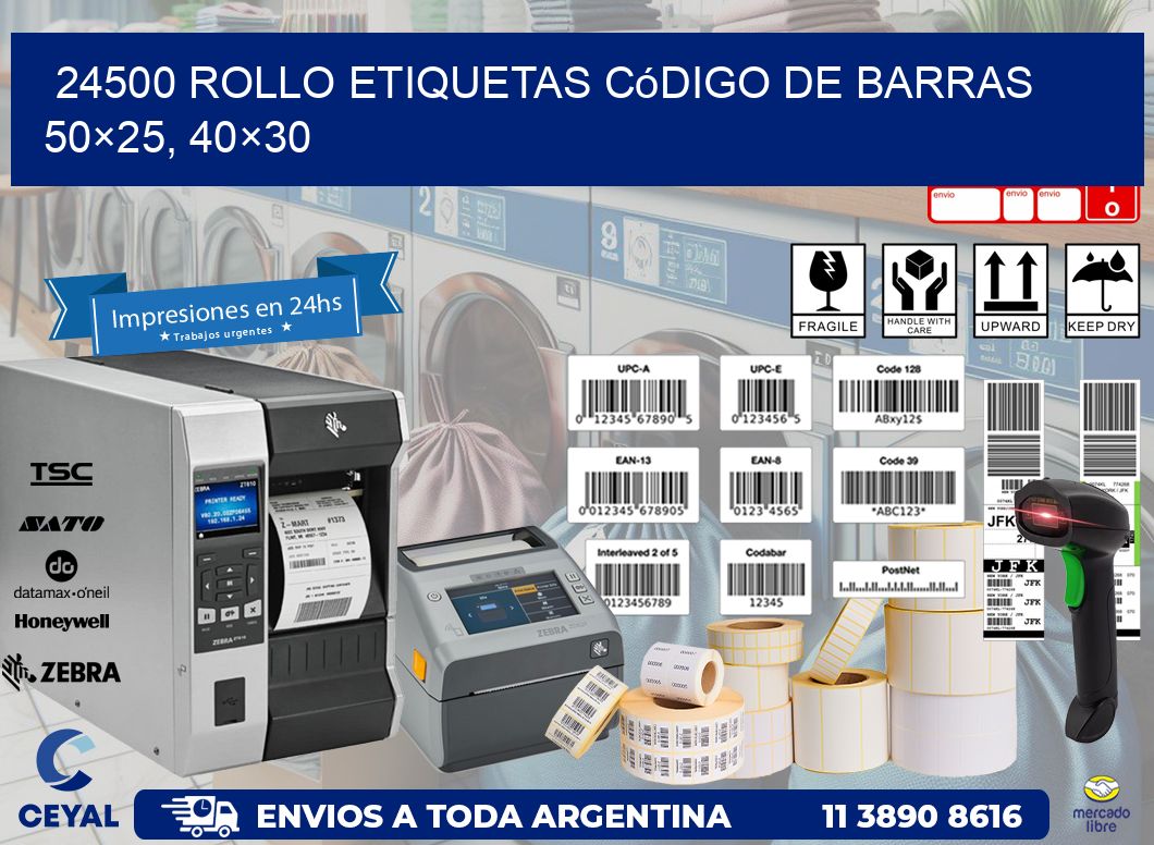 24500 rollo etiquetas código de barras 50×25, 40×30