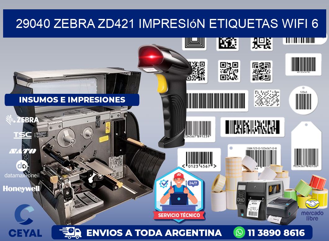 29040 Zebra ZD421 impresión etiquetas WiFi 6