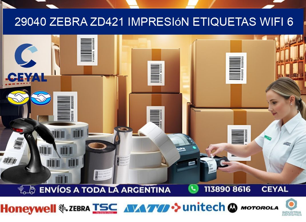29040 Zebra ZD421 impresión etiquetas WiFi 6