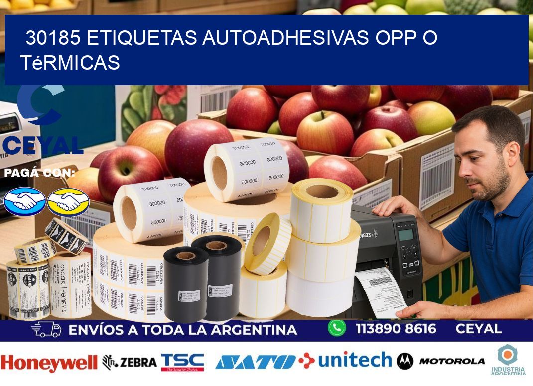 30185 etiquetas autoadhesivas opp o térmicas