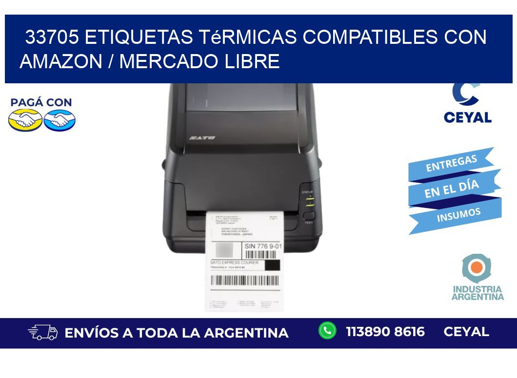33705 etiquetas térmicas compatibles con Amazon / Mercado Libre