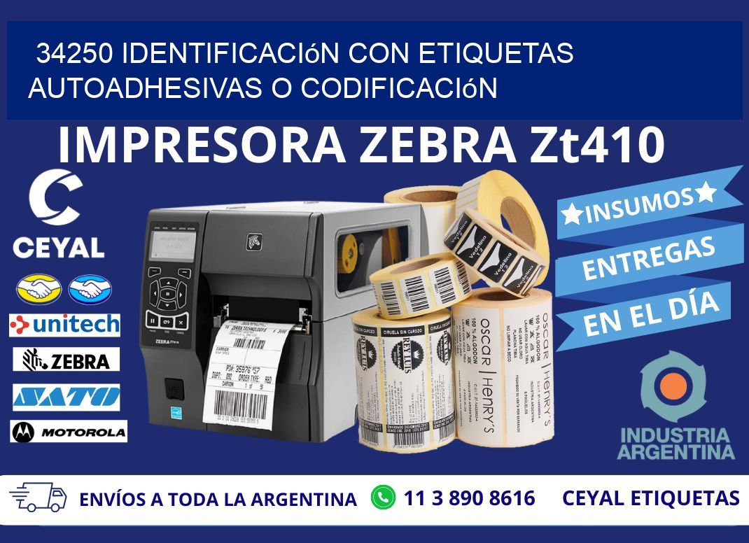 34250 identificación con etiquetas autoadhesivas o codificación