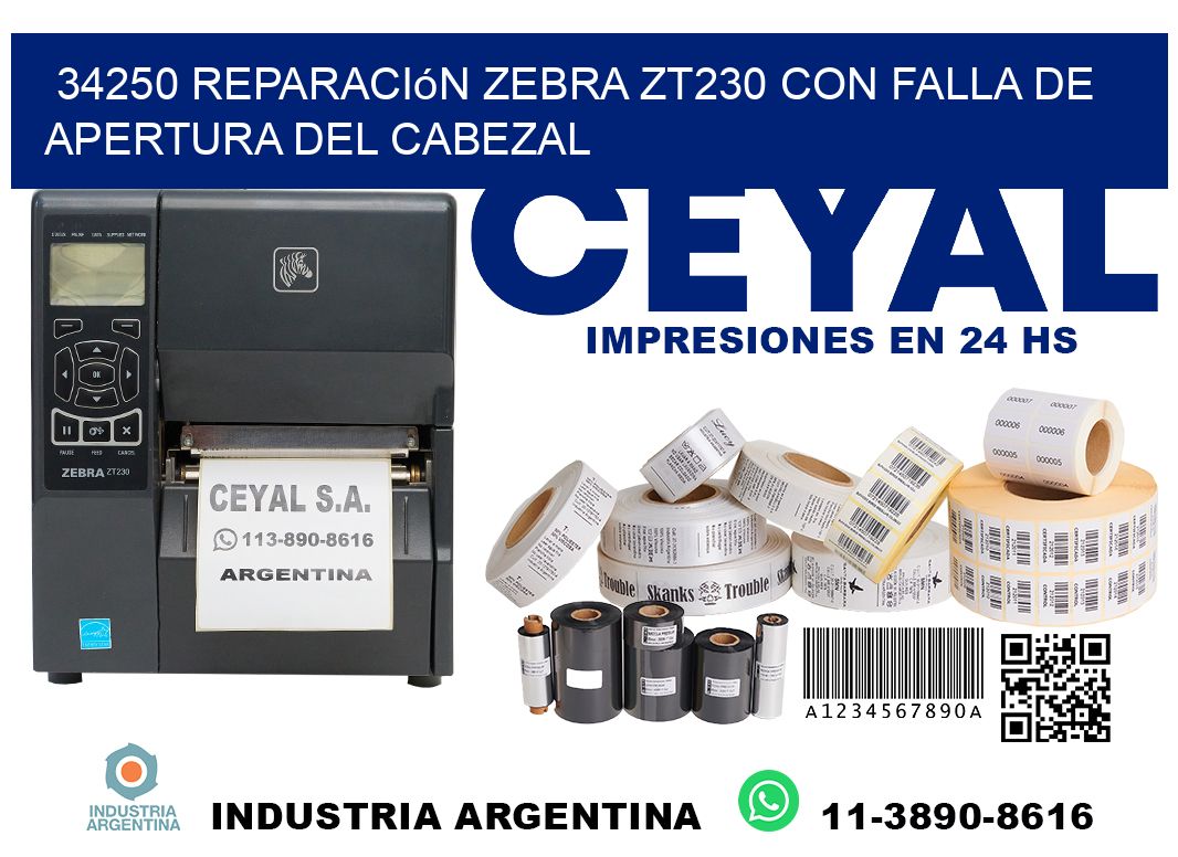 34250 reparación zebra zt230 con falla de apertura del cabezal