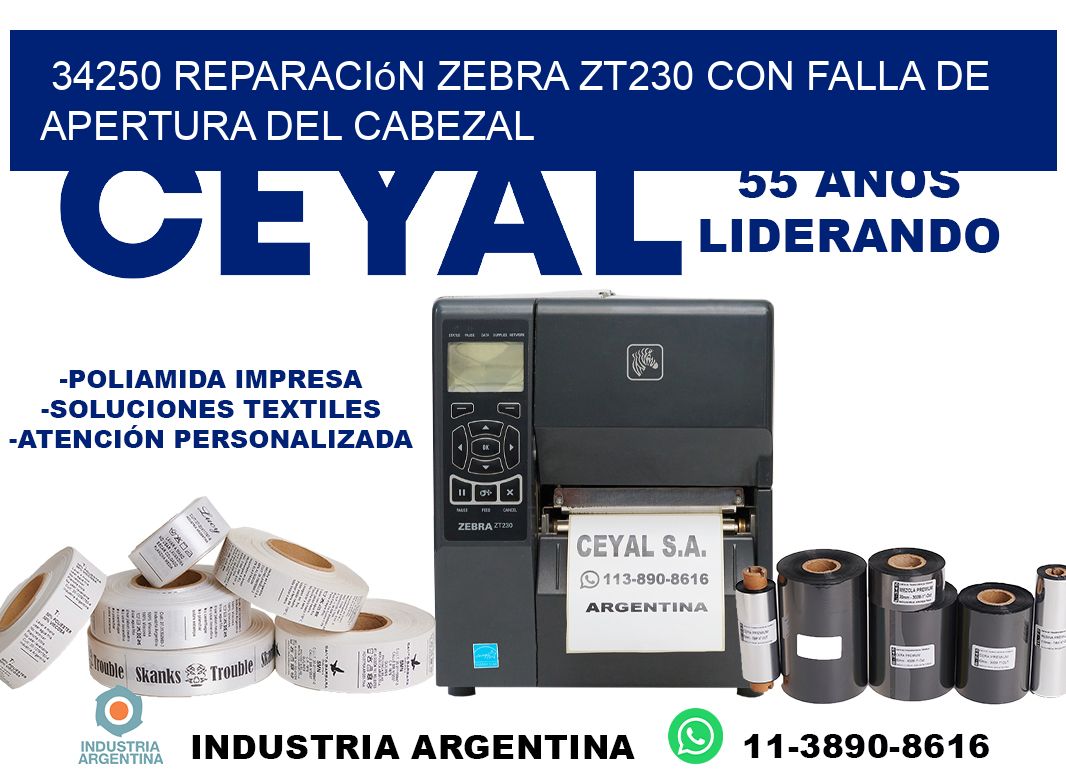 34250 reparación zebra zt230 con falla de apertura del cabezal