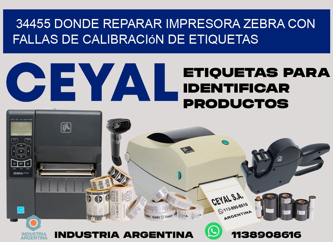 34455 donde reparar impresora zebra con fallas de calibración de etiquetas