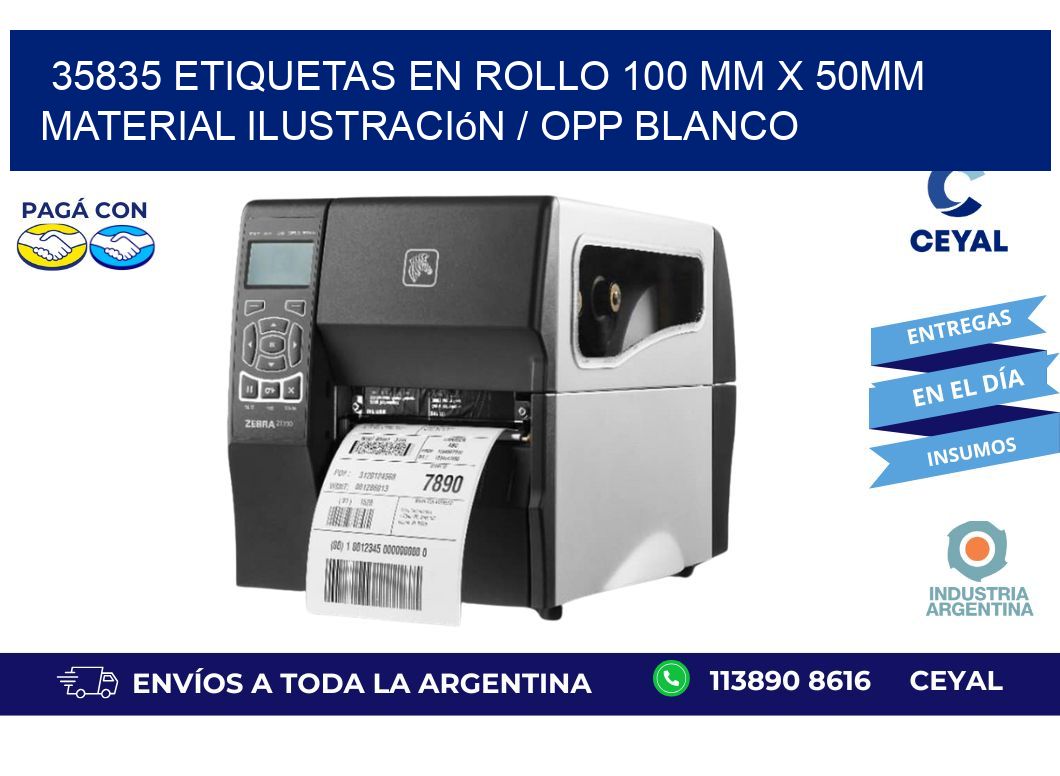 35835 Etiquetas en rollo 100 mm x 50mm material Ilustración / OPP Blanco