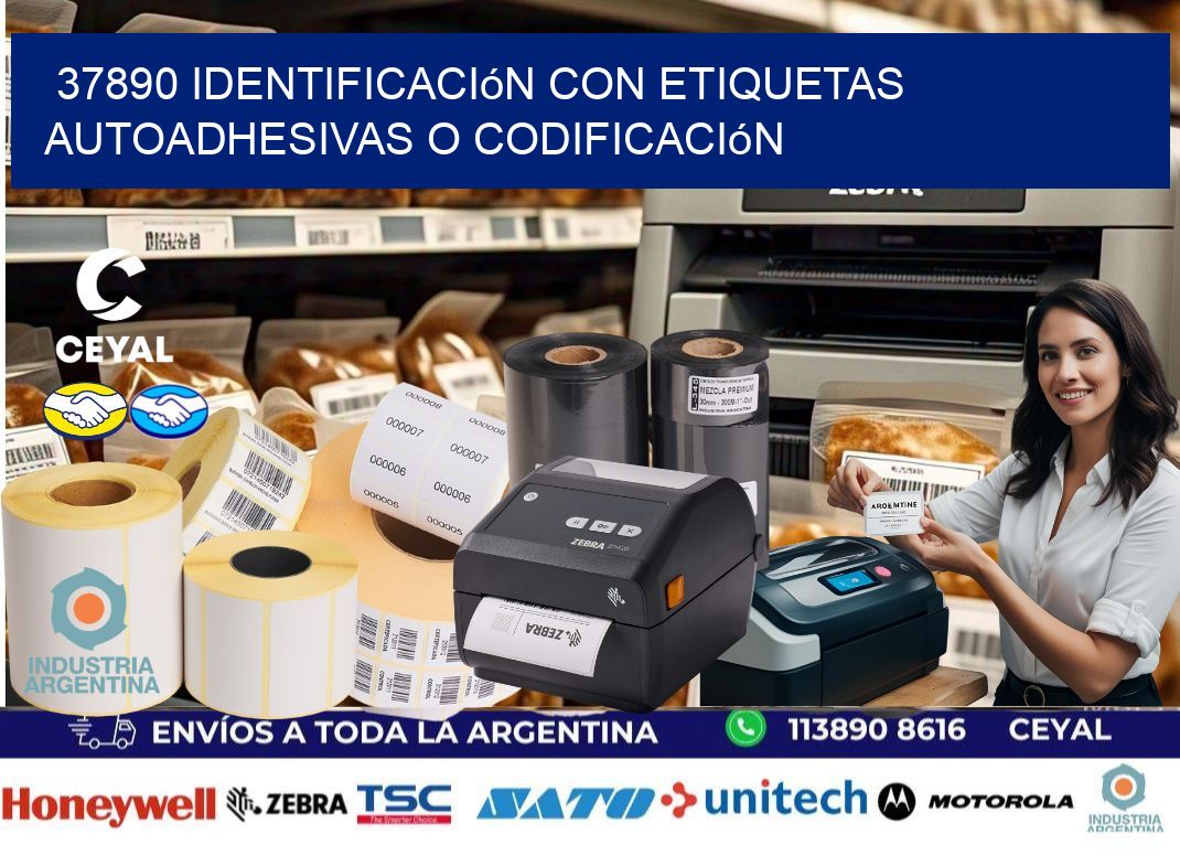 37890 identificación con etiquetas autoadhesivas o codificación
