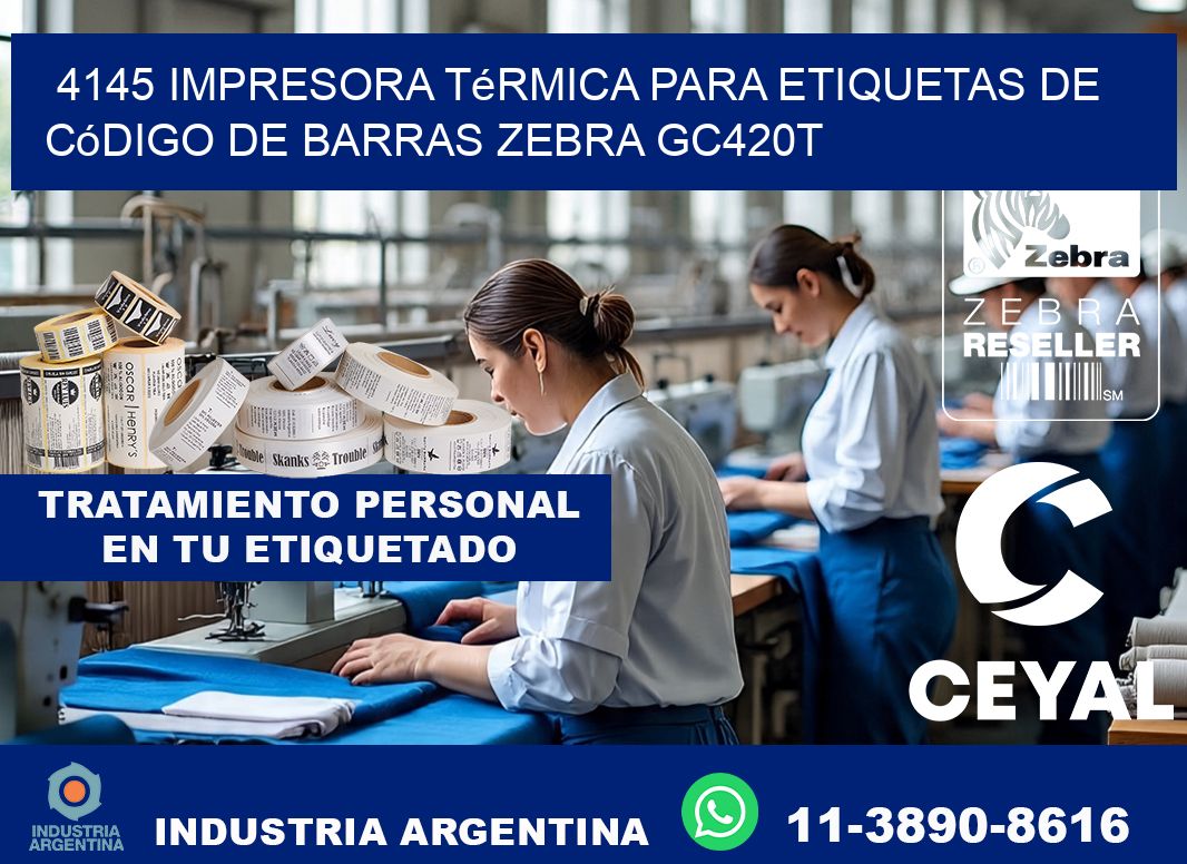 4145 impresora térmica para etiquetas de código de barras Zebra GC420T
