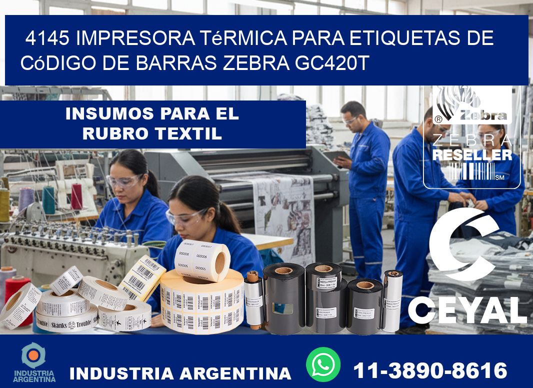 4145 impresora térmica para etiquetas de código de barras Zebra GC420T