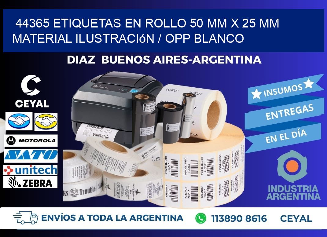 44365 Etiquetas en rollo 50 mm x 25 mm material Ilustración / OPP Blanco