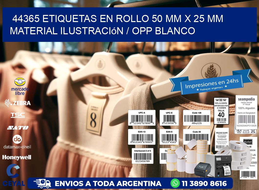 44365 Etiquetas en rollo 50 mm x 25 mm material Ilustración / OPP Blanco