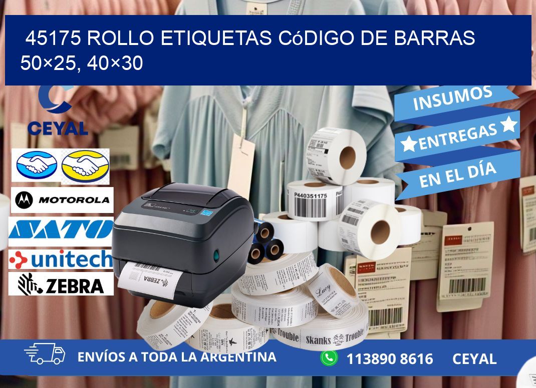 45175 rollo etiquetas código de barras 50×25, 40×30