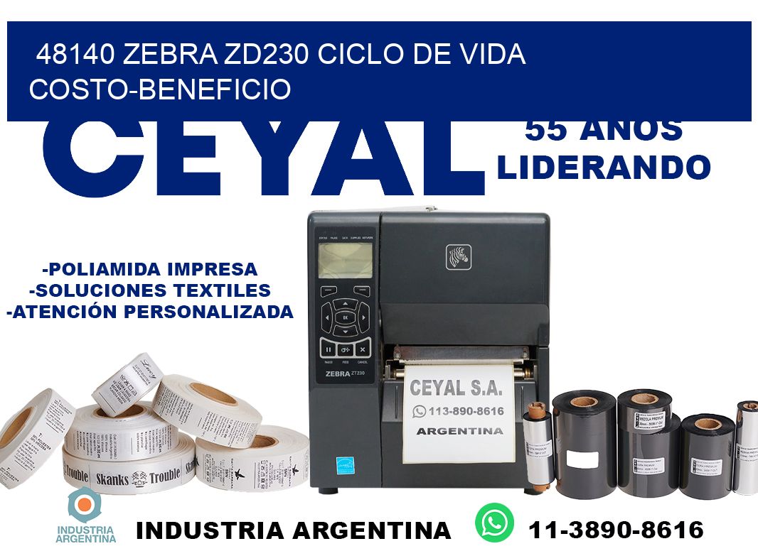 48140 Zebra ZD230 ciclo de vida costo-beneficio