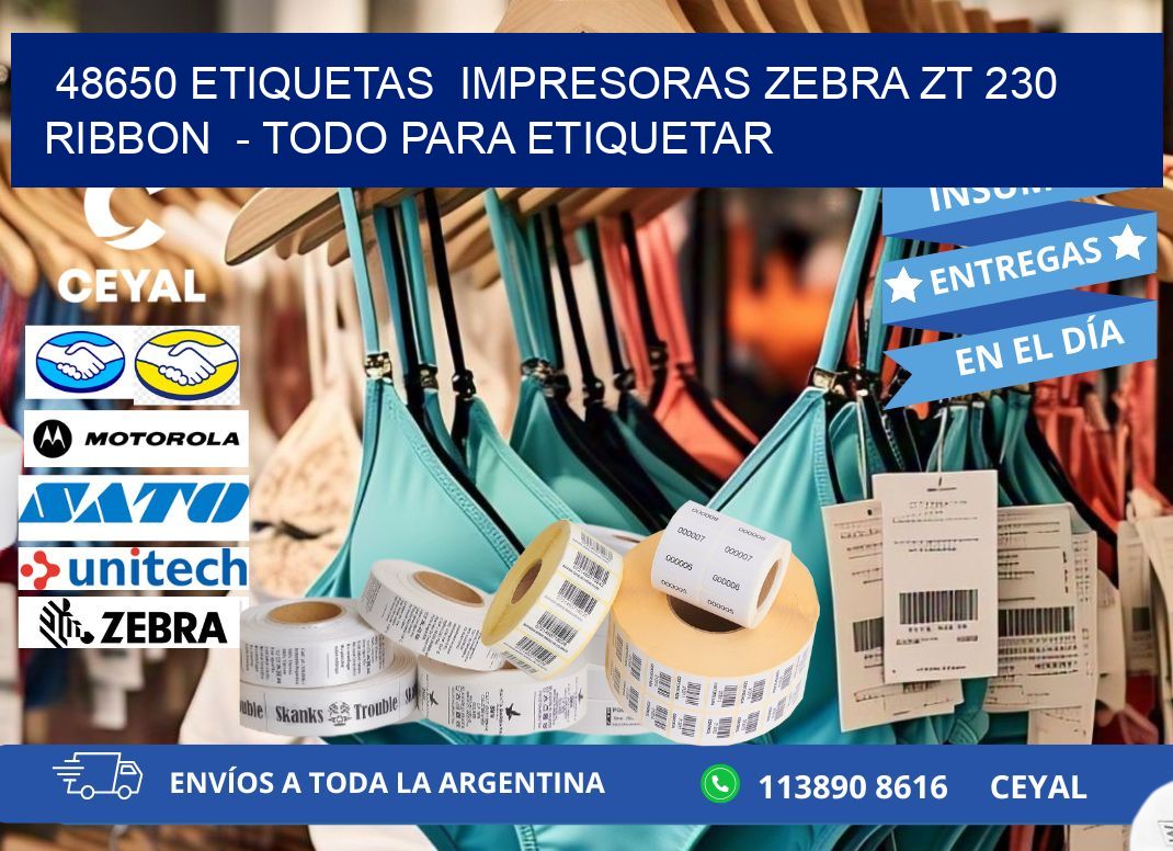 48650 etiquetas  impresoras zebra zt 230 ribbon  - Todo para Etiquetar