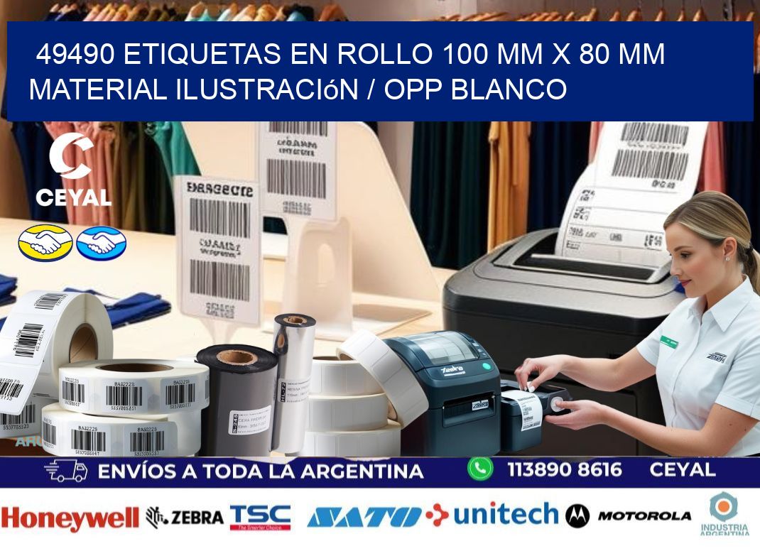 49490 Etiquetas en rollo 100 mm x 80 mm material Ilustración / OPP Blanco