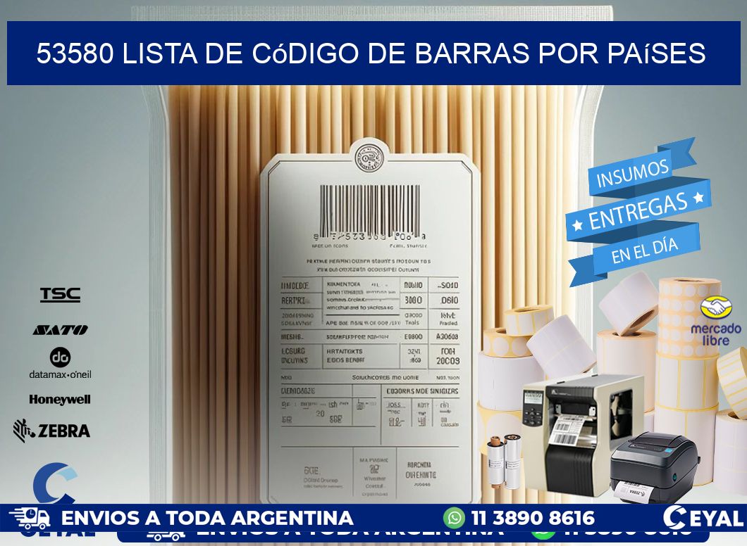 53580 Lista de código de barras por países
