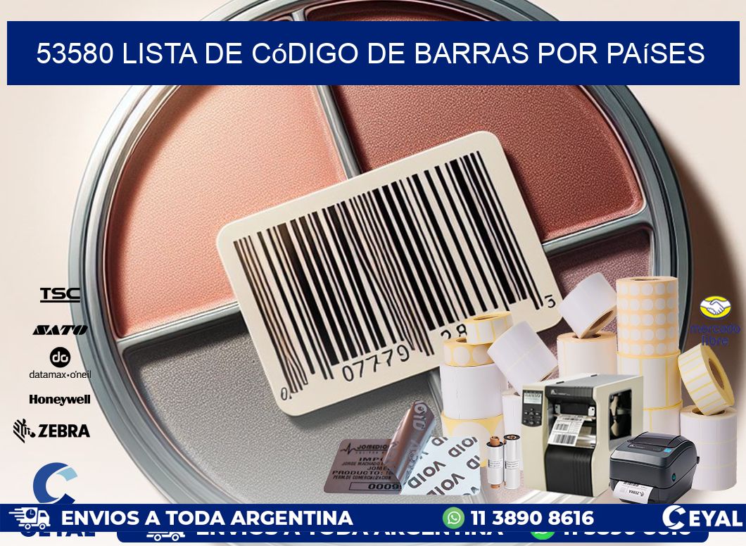 53580 Lista de código de barras por países
