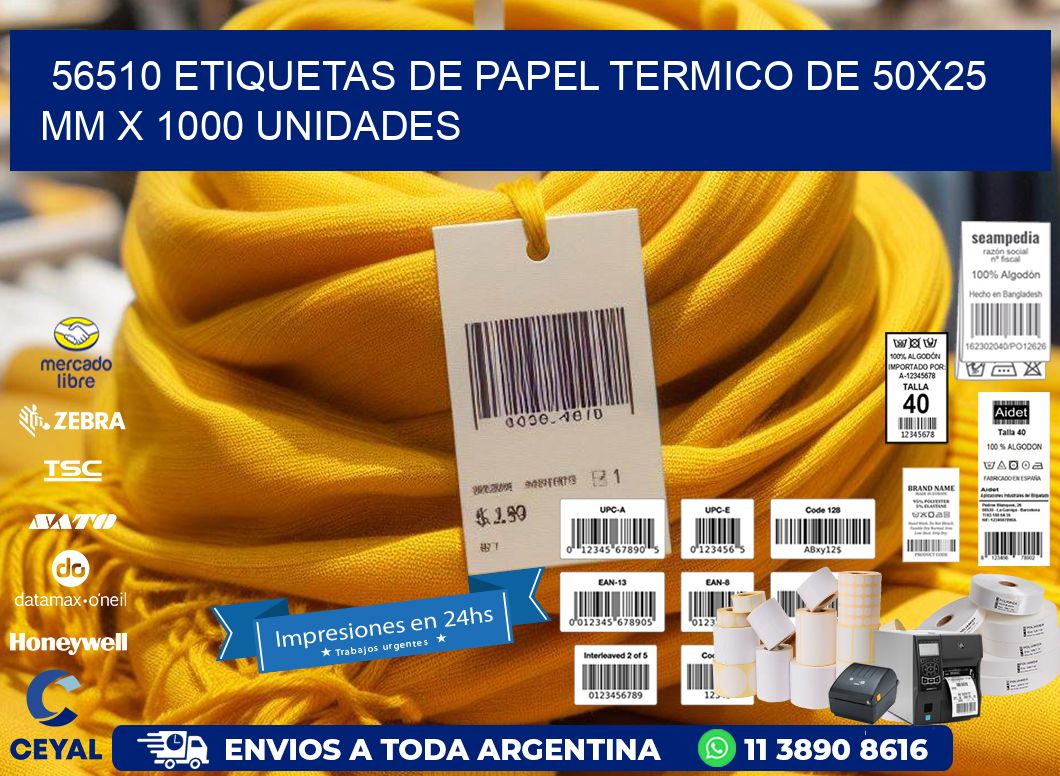 56510 Etiquetas De Papel Termico De 50x25 Mm X 1000 Unidades