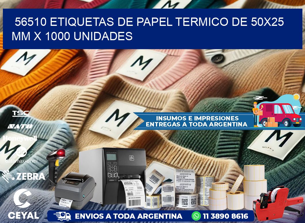 56510 Etiquetas De Papel Termico De 50x25 Mm X 1000 Unidades