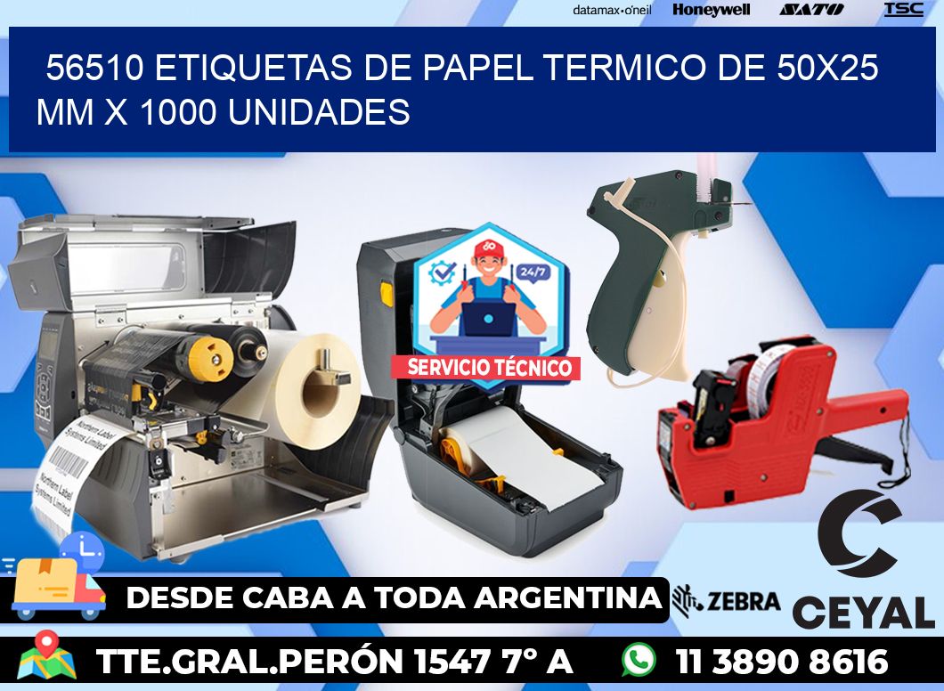 56510 Etiquetas De Papel Termico De 50x25 Mm X 1000 Unidades