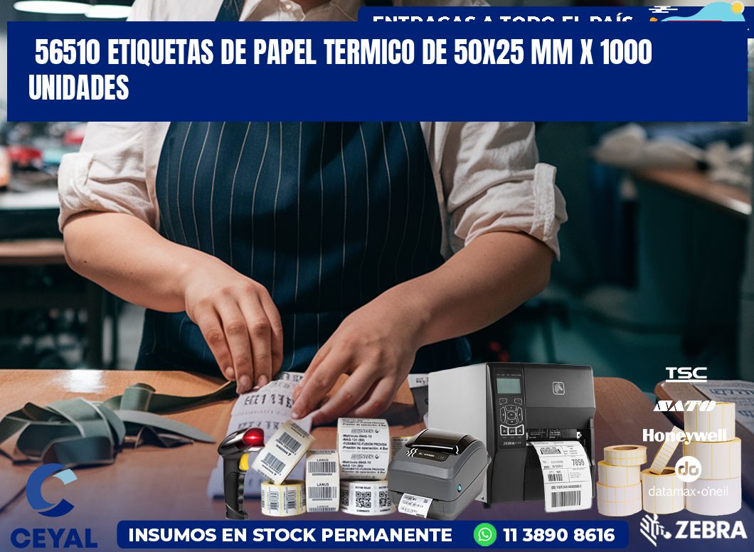 56510 Etiquetas De Papel Termico De 50×25 Mm X 1000 Unidades