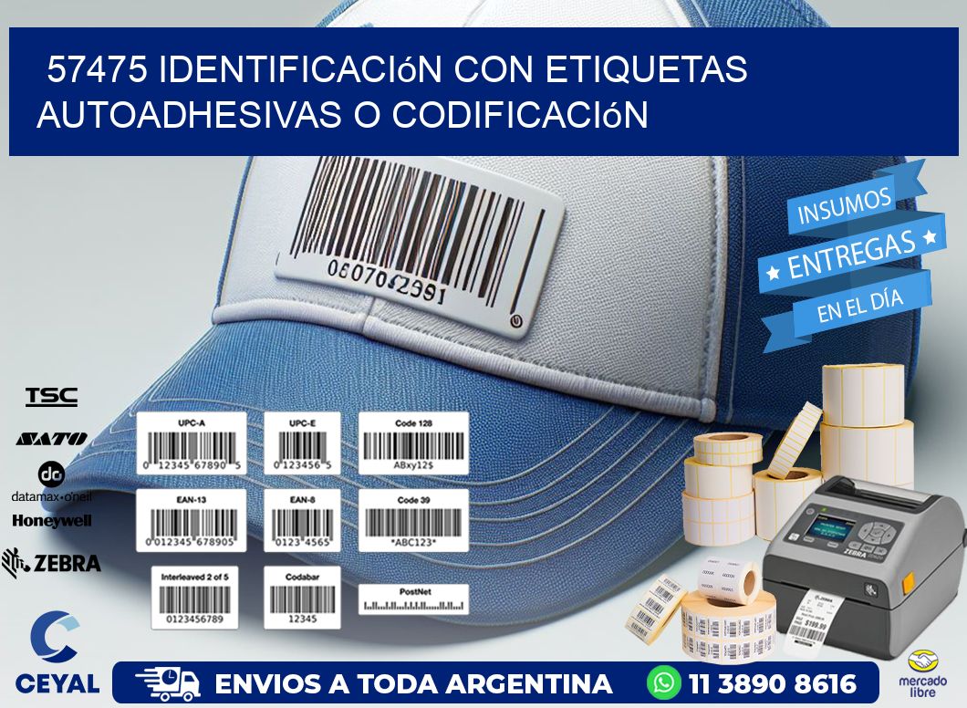 57475 identificación con etiquetas autoadhesivas o codificación