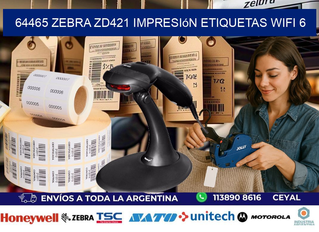 64465 Zebra ZD421 impresión etiquetas WiFi 6