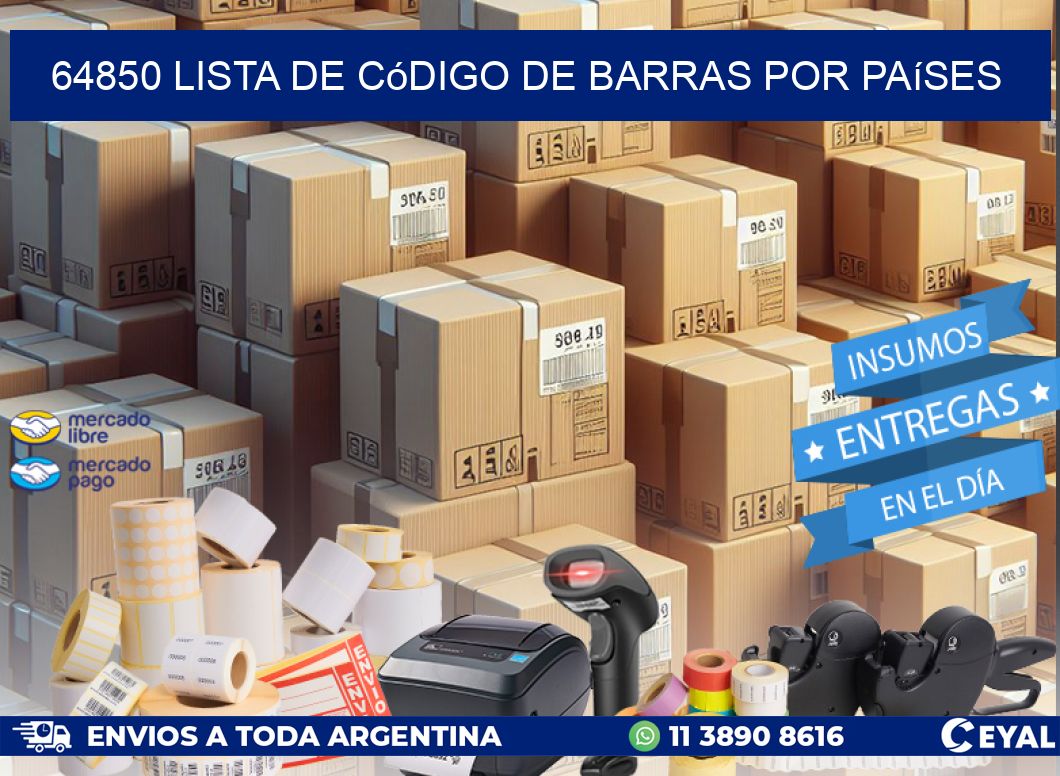 64850 Lista de código de barras por países