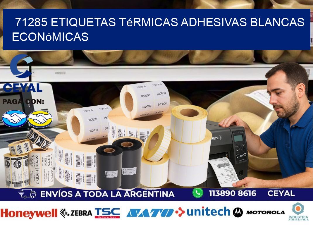 71285 etiquetas térmicas adhesivas blancas económicas