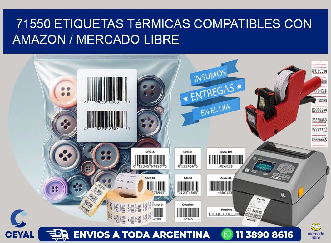 71550 etiquetas térmicas compatibles con Amazon / Mercado Libre