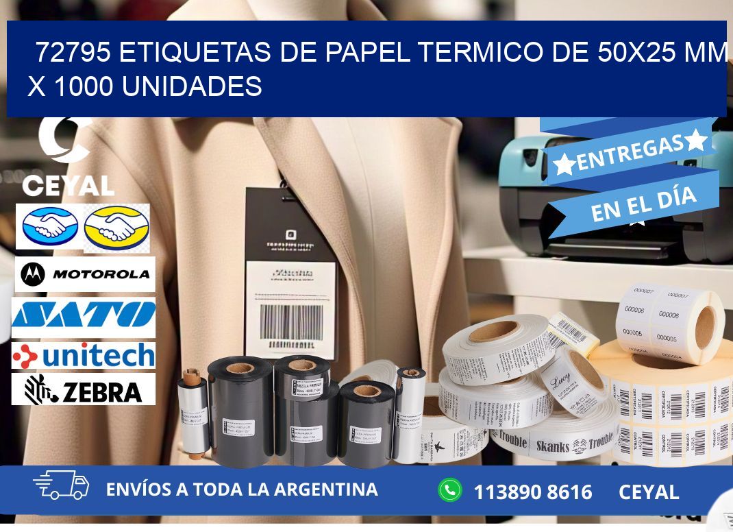 72795 Etiquetas De Papel Termico De 50x25 Mm X 1000 Unidades