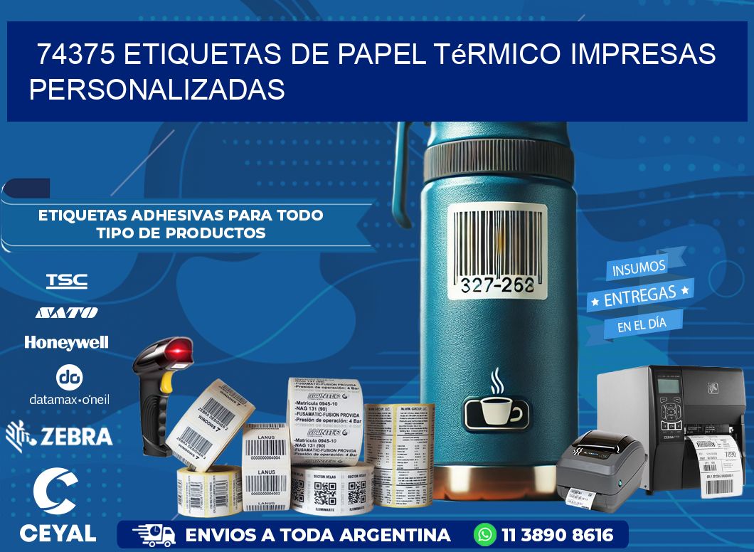 74375 Etiquetas de papel térmico impresas personalizadas
