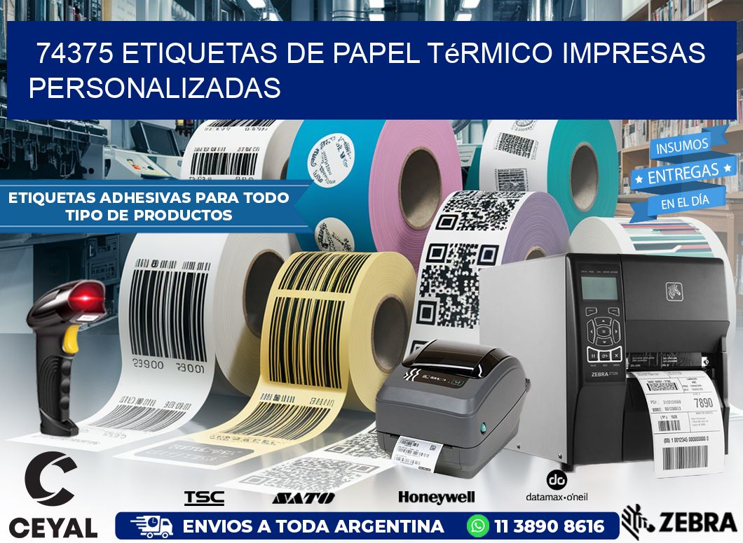 74375 Etiquetas de papel térmico impresas personalizadas