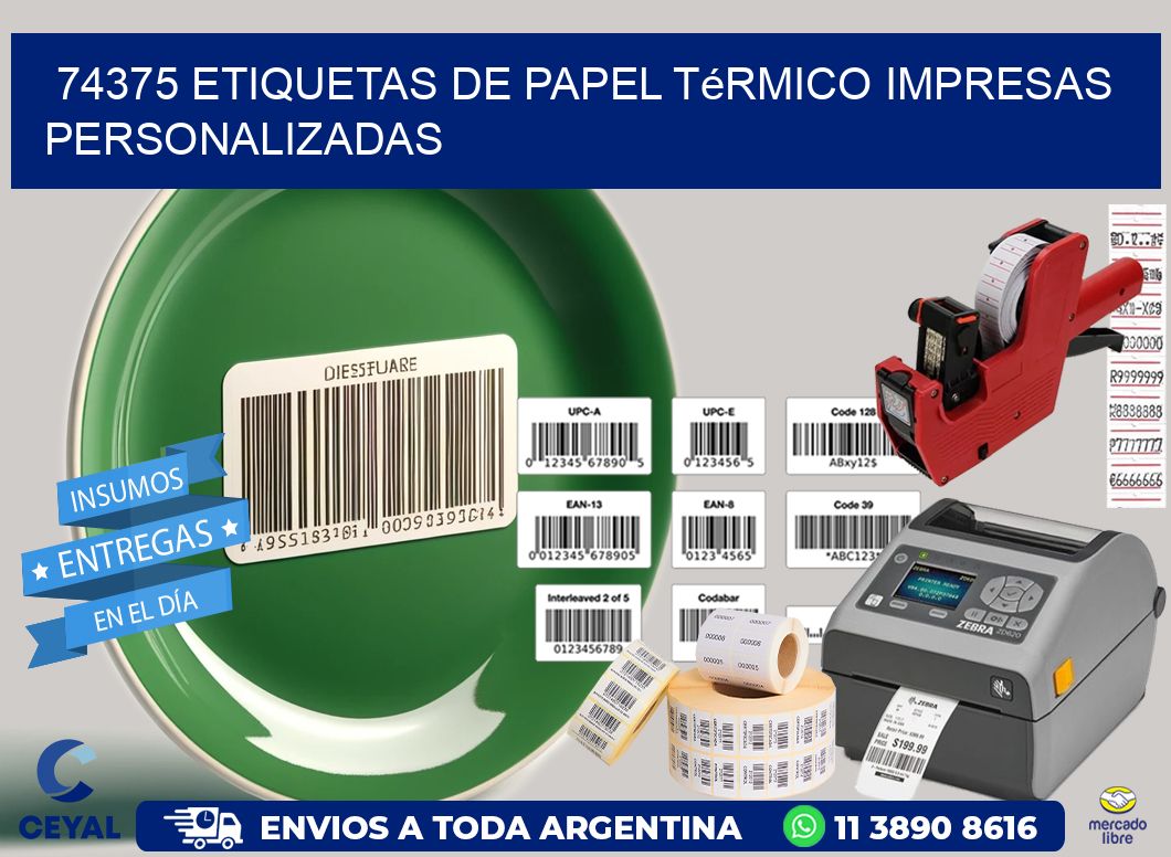 74375 Etiquetas de papel térmico impresas personalizadas