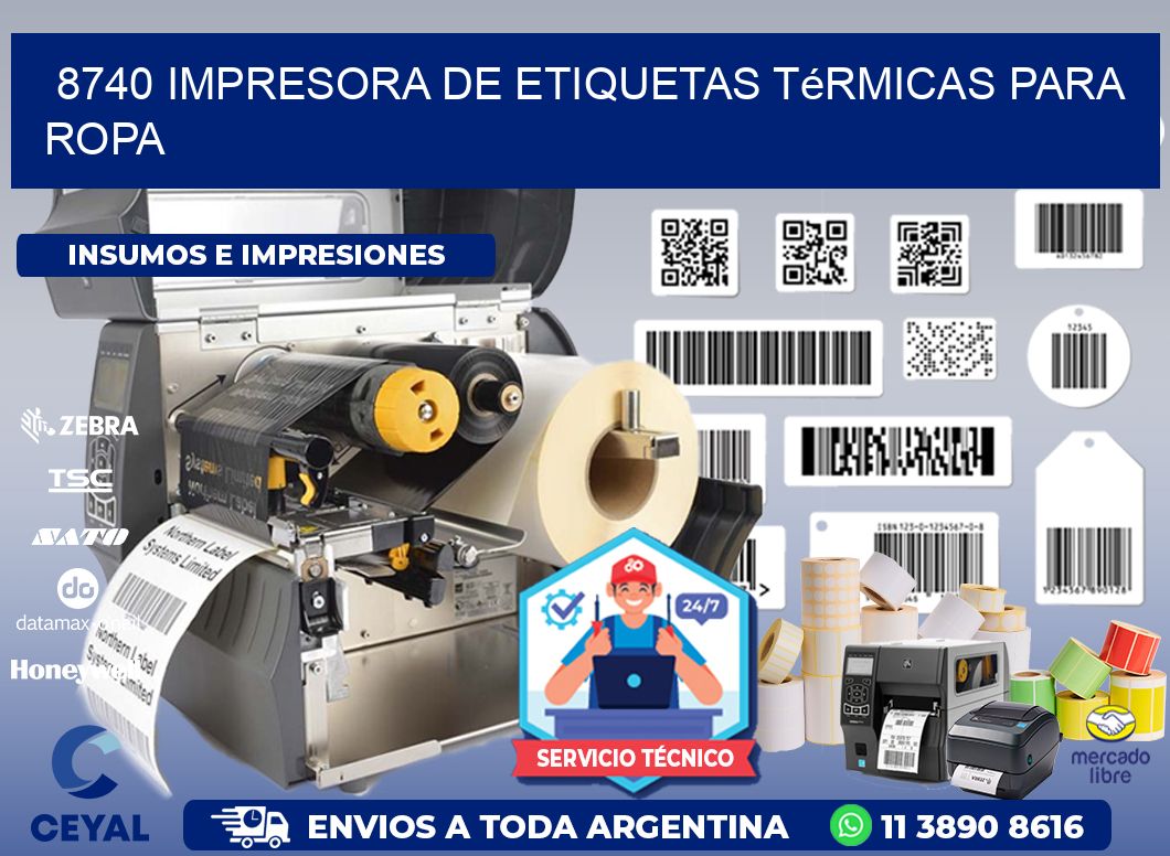 8740 impresora de etiquetas térmicas para ropa