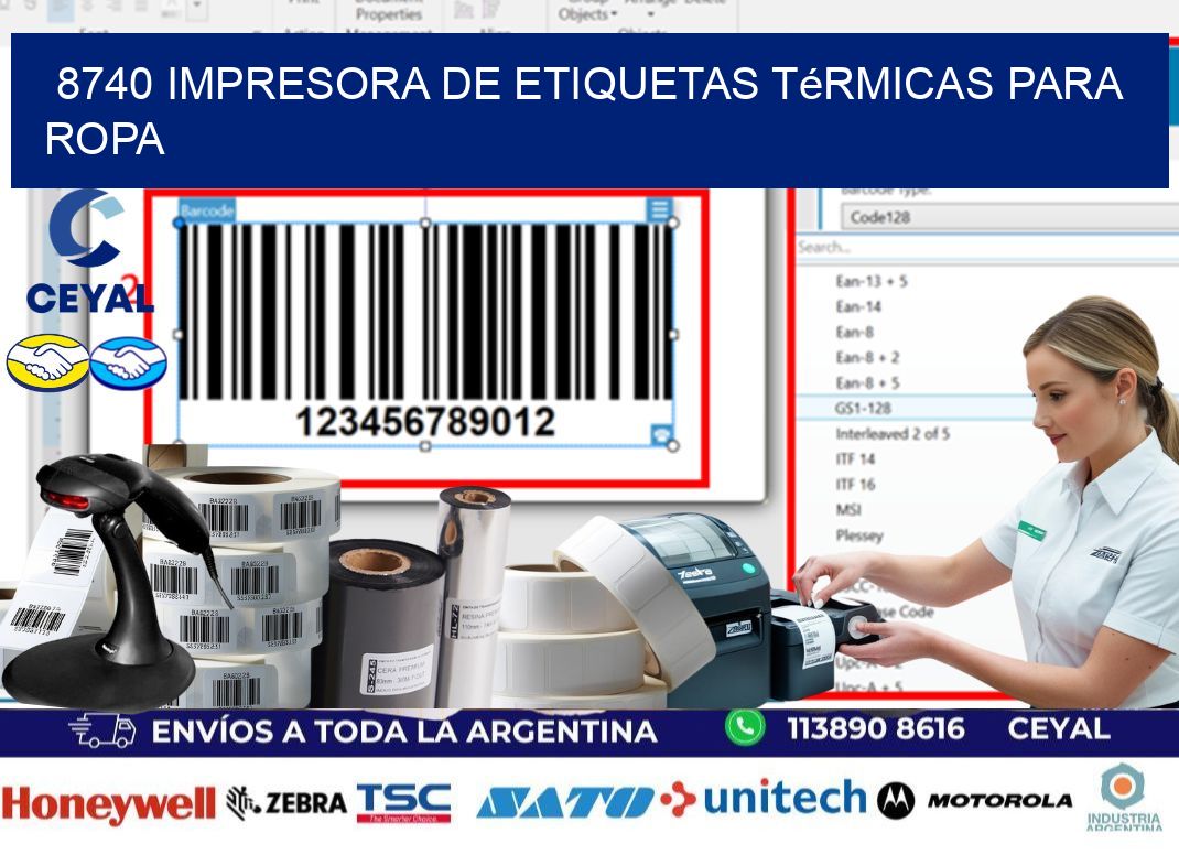 8740 impresora de etiquetas térmicas para ropa